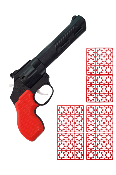 POPKONSOL Plastik Pat Pat Mantar Tabancası 3 Paket Kapsül Set Kırmızı