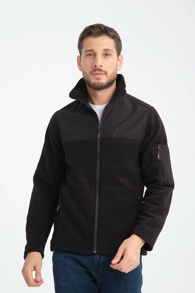H&A İSTANBUL Men's Fleece Sweatshirt - Full Zipper, Softshell Garnished, 3 Pockets, Water and Wind Proof