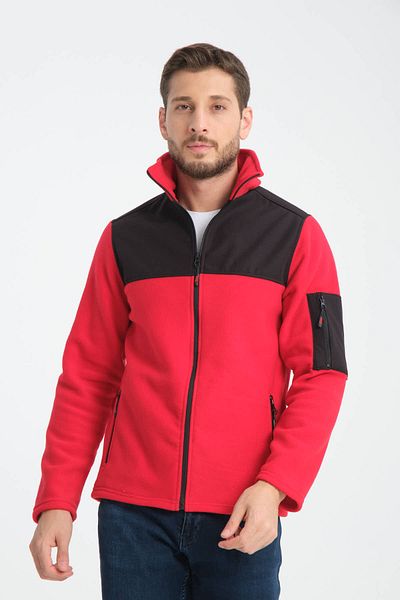 H&A İSTANBUL Men's Fleece Sweatshirt - Full Zipper, Softshell Garnished, 3 Pockets, Water and Wind Proof