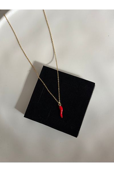 MİOSAPRİVE Untarnished Steel Red Pepper Necklace