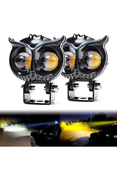 DRİVE DREAM 2 ADET BAYKUŞ LED SİS FARI ÇAKARLI ÇİFT RENK SARI-BEYAZ MOTO-OFFROAD-SUV-İŞ MAKİNESİ