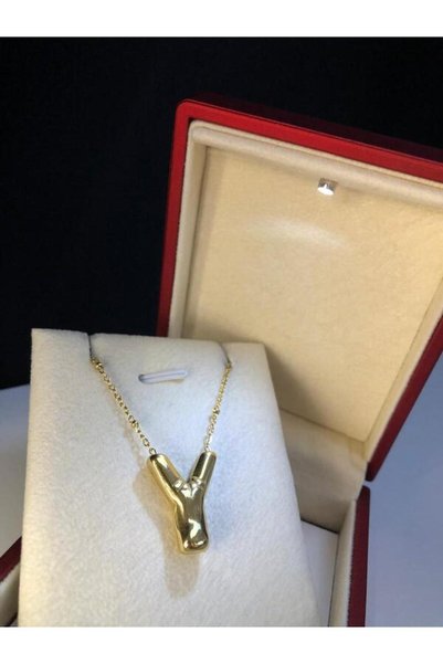 GWOMA Balloon y letter necklace stainless steel yellow color • in illuminated...