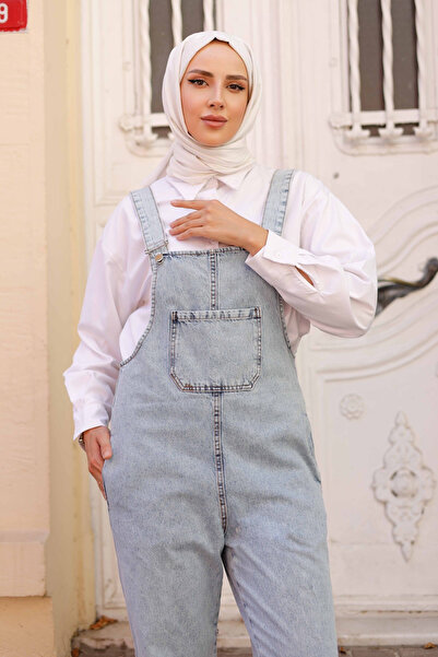 Pamuk Butik Women's Strappy Denim Jeans Jumpsuit