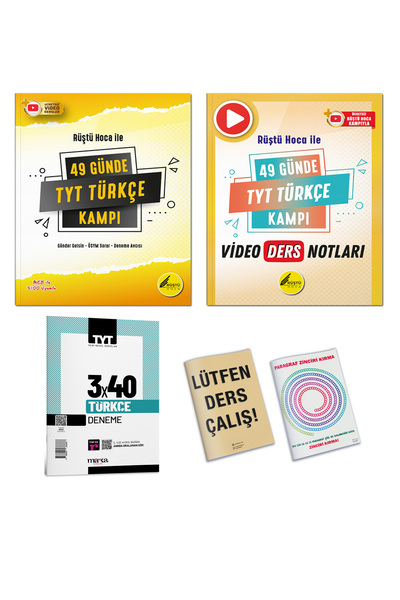 Rüştü Hoca 49 GÜNDE TÜRKÇE KAMPI VE VİDEO DERS KİTABI DENEME VE POSTER İLAVELİ