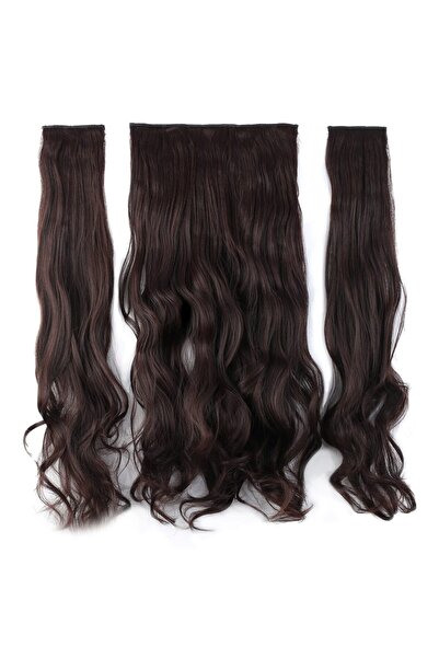 renklidüşler Fibră sintetică ondulată Half Moon + 2 agrafe laterale / Maro în...