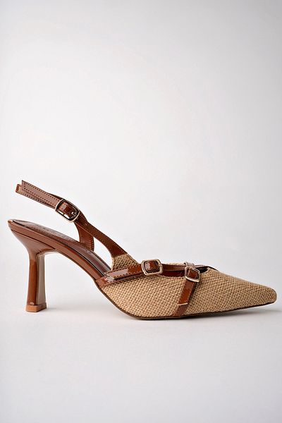 Sapin Straw Thin Heeled and Open Back Women's Shoes - for Full Mold Use 72802