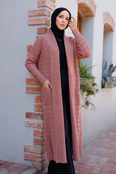 Pamuk Butik Γυναικεία Πλεκτά Πλεκτά Ζακέτα με Πλεκτό Σάλι με Τσέπη