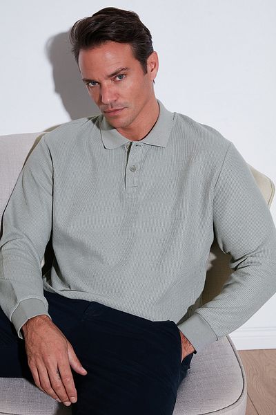 Buratti Βαμβακερή κανονική εφαρμογή με κουμπιά Polo Neck Sweat Ανδρική SWEAT 5905739