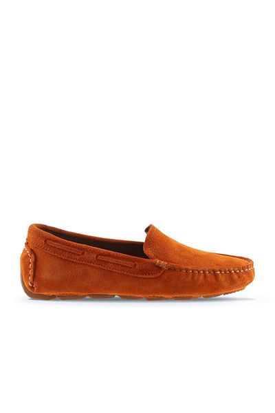 Bueno Shoes 05ws230 Mocasini de dama din piele intoarsa portocalie
