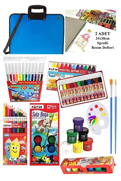 Artlantis Öğrenci Boyama Seti 11 Parça 1 Paket 35x50 Resim Çantası Resim Deft...