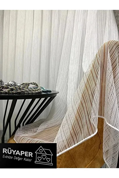 RÜYAPER New Season Chain Patterned Heavy Gramaged Tulle Curtain - Tight Pleated