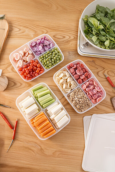 Turkco Refrigerator Storage Organizer with Lid, Suitable for Microwave and Freezer, 12 Pieces 400ml