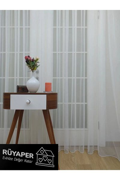RÜYAPER New Season Suitable for All Rooms - French Greek Tulle Curtain with Heavy Gramage