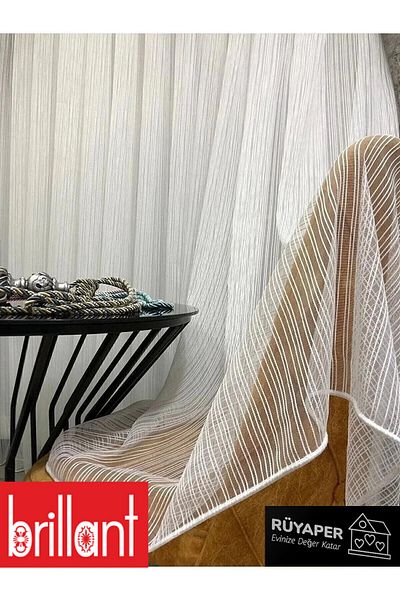 Brillant Rüyaper Trend Product - Chain Patterned, Heavy Gramaged Tulle Curtain, Tight Pleated