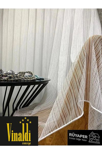 Vinaldi Rüyaper Chain Patterned - Heavy Gramaged Tulle Curtain, Tight Pleated