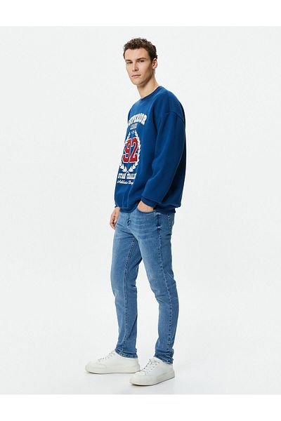 Koton 4wam40244nd Skinny Mıchael Ανδρικό τζιν παντελόνι ανοιχτό Indigo