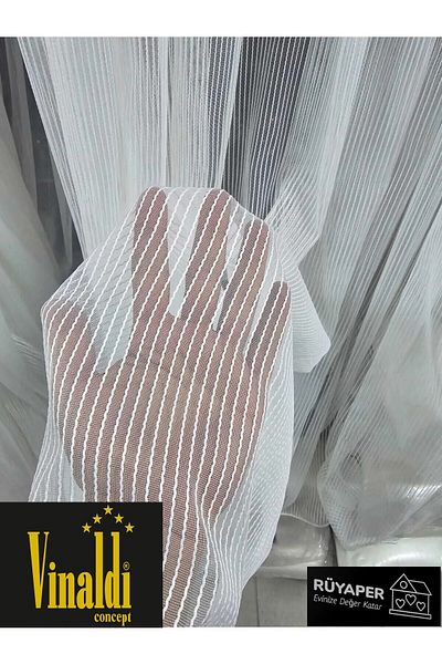 Vinaldi Rüyaper - Twisted Striped, Heavy Gramaged Tulle Curtain Suitable for All Rooms