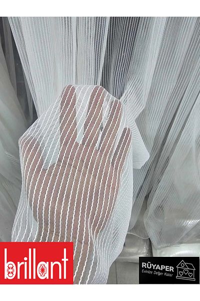 Brillant Rüyaper Trend - Twisted Striped Tulle Curtain Suitable for All Rooms, Heavy Gramage Tight Pleated
