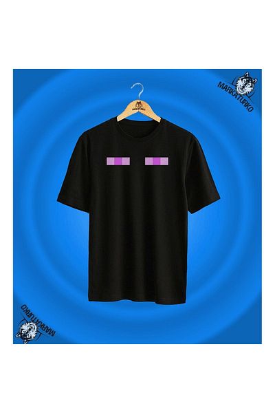 MarkaTurko Tricou negru cu design personalizat cu imprimeu Enderman-707-47