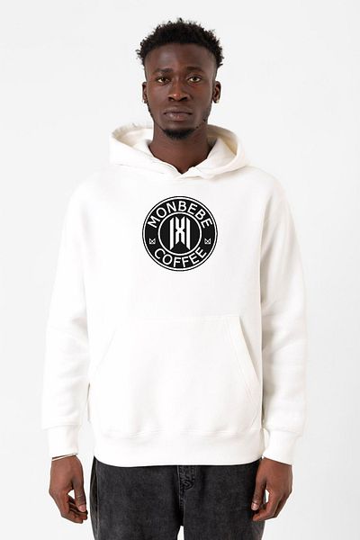 Tshirthane Ανδρικό φούτερ Monsta X Monbebe Coffee White με κουκούλα 3 κορδονιών