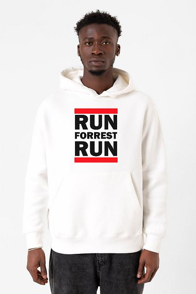 Tshirthane Hanorac cu glugă 3ip pentru bărbați Forrest Gump Run Forrest Run alb