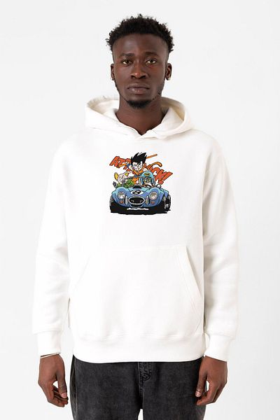 Tshirthane Ανδρικό φούτερ με λευκή κουκούλα Dragon Ball Z Goku Racer