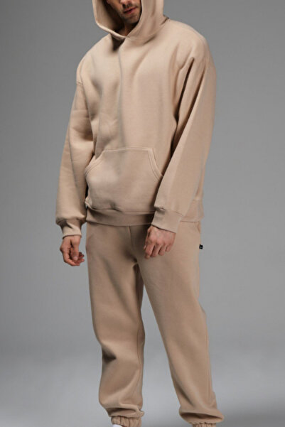 ruNadeS Ανδρική φόρμα φόρμας μεγάλου μεγέθους με τσέπη καγκουρό και ελαστικά πόδια - Ρούχα για το σπίτι