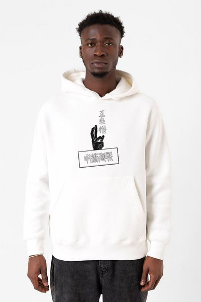 Tshirthane Jujutsu Kaisen Anime Gojo Satoru Λευκό ανδρικό φούτερ με κουκούλα 3 κορδονιών