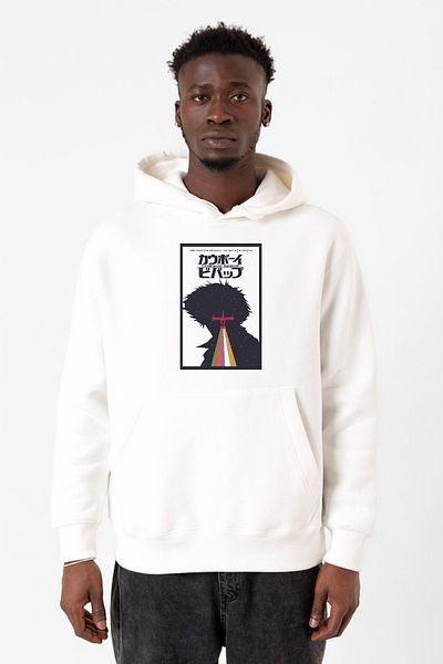 Tshirthane Σε δούμε στο διάστημα Cowboys Μινιμαλιστική αφίσα Anime Λευκή ανδρική φούτερ με κουκούλα 3 ip