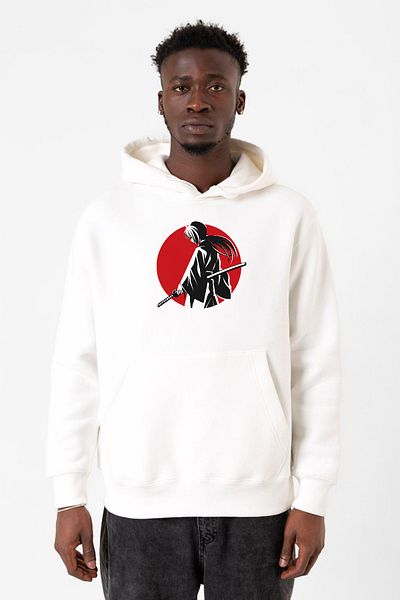 Tshirthane Ανδρικό φούτερ με κουκούλα Rurouni Kenshin Samurai White 3ip