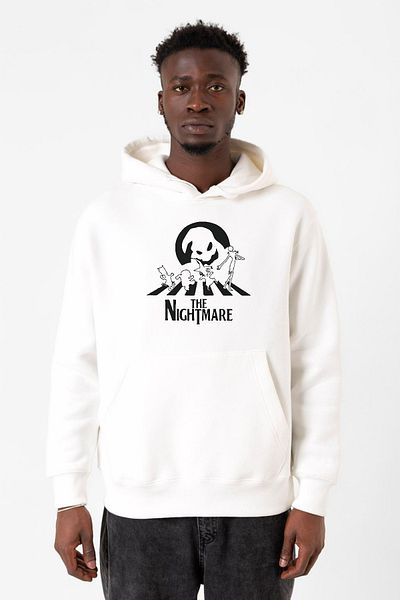 Tshirthane The Nightmare Oogie Boogie White ανδρικό φούτερ με κουκούλα 3 κορδονιών