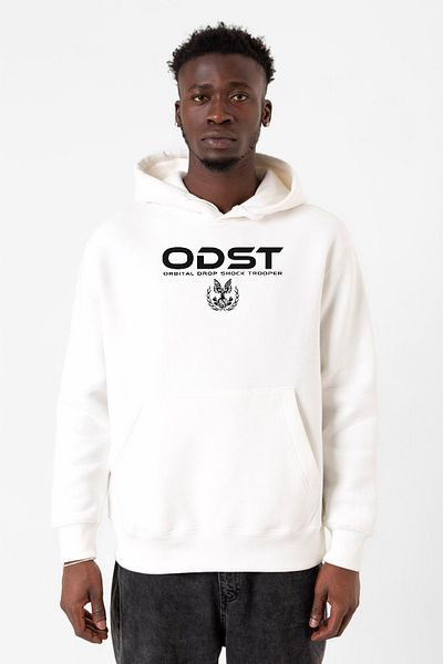 Tshirthane Ανδρικό φούτερ με κουκούλα Halo Odst Orbital Drop Shock Trooper White 3ip