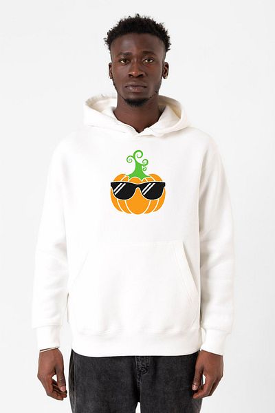 Tshirthane Ανδρικό φούτερ με κουκούλα Cool Pumpkin White