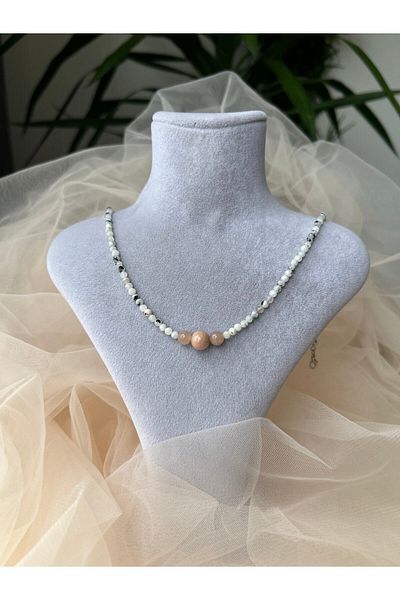 Doğaltaş Moonstone-Sunstone Necklace
