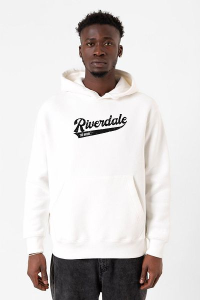 Tshirthane Riverdale Bronx New York City Λευκό ανδρικό φούτερ με κουκούλα 3 κορδονιών
