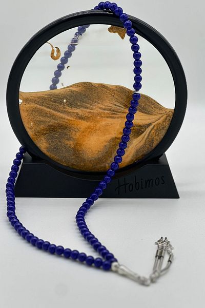 Hobimos Rozariu de rugăciune Ceyt albastru de 8 mm cu ciucuri placat cu argint 99