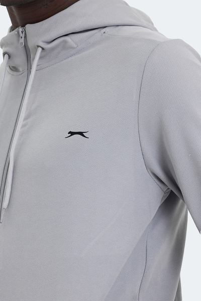 Slazenger RICH Erkek Fermuarlı Kapüşonlu Cepli Gri Eşofman Takımı