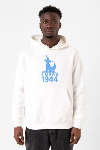 Tshirthane Λευκό ανδρικό φούτερ με κουκούλα 3 Μαΐου Τουρκικής Ημέρας