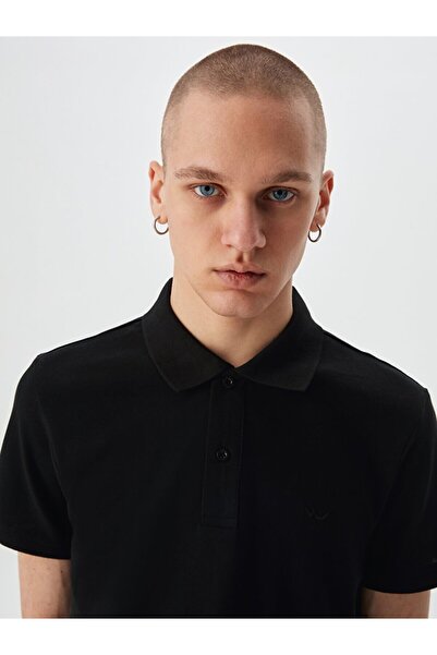 Ltb Polo Neck Basic Short Sleeve Regular Black T-Shirt