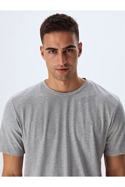 Ltb Μπλουζάκι με λαιμόκοψη με κοντό μανίκι κανονικό γκρι