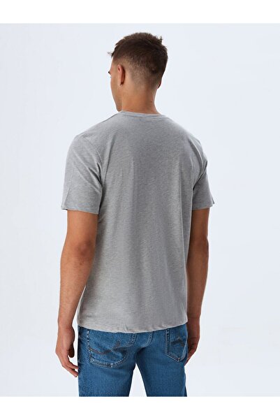 Ltb Μπλουζάκι με λαιμόκοψη με κοντό μανίκι κανονικό γκρι