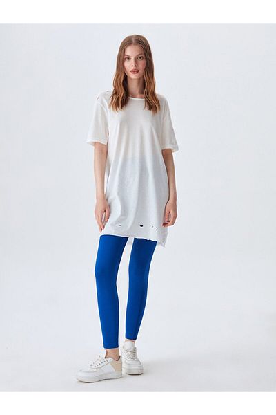 Ltb Tricou alb supradimensionat cu detalii la spate