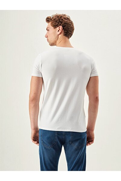 Ltb Λευκό μπλουζάκι V-Neck Basic Slim Fit