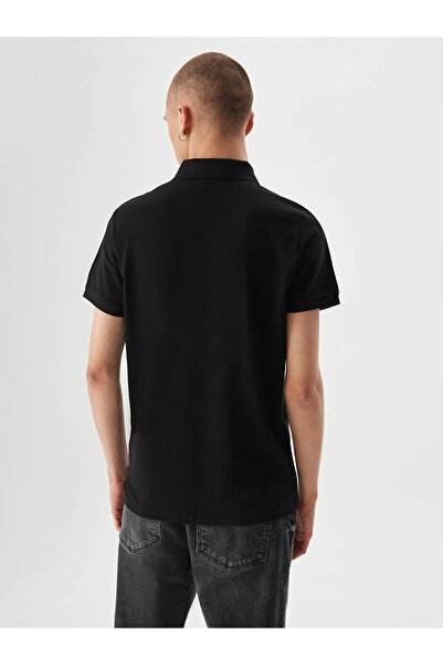 Ltb Polo Neck Basic Short Sleeve Regular Black T-Shirt