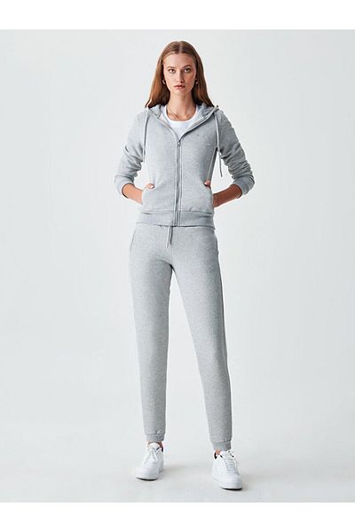 Ltb Hooded Zippered Gray Cardigan