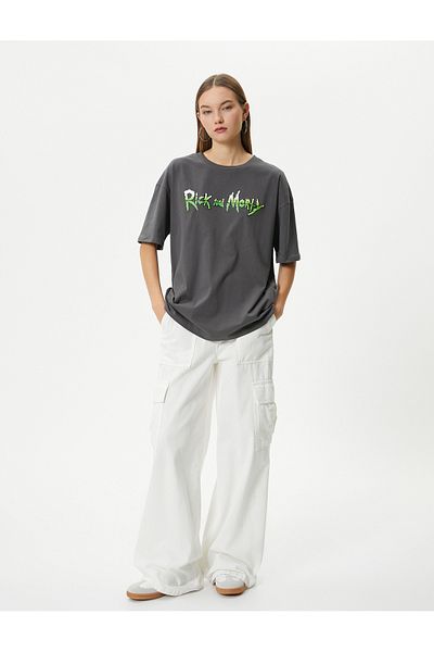 Koton Rick and Morty T-Shirt Back Printed Licensed Short Sleeve Crew Neck Cotton