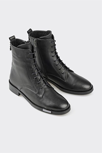 Elle Shoes Siyah Deri Kadın Günlük Bot