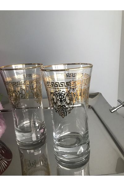 DECOSTYLE Azur Lux Golden Coating - 300Cc Pasabahce Soft Drink and Water Glass