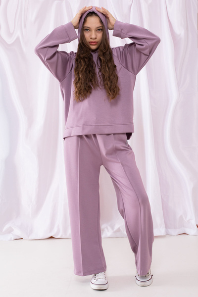 Cansın Mini Lilac Cool Written Hooded Wide Leg αθλητική φόρμα για κορίτσια 19536