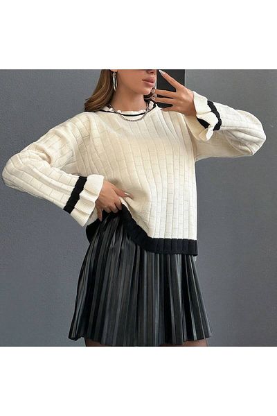 Ugdelia Pulover de damă cu mâneci cu volane